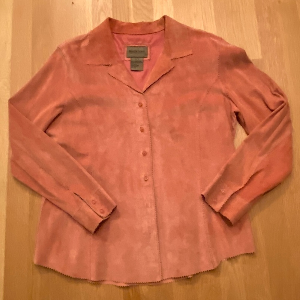 Brandon Thomas Dusty Rose Suede Womens Shirt Size XL
